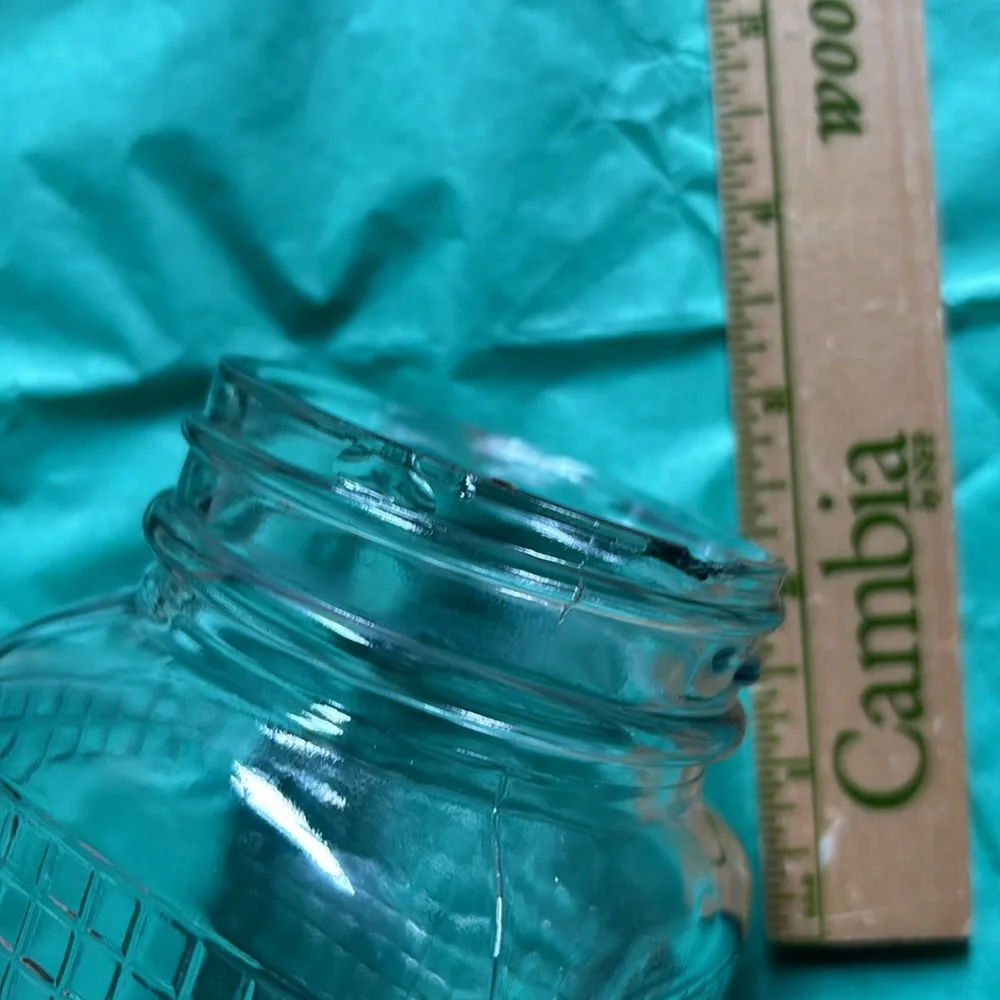 Vintage Square Shaped Glass Canning Jar w/Waffle Grid Pattern, 1 Quart